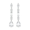 Multi-Shaped White Lab-Created Sapphire Art Deco Drop Earrings in Sterling Silver