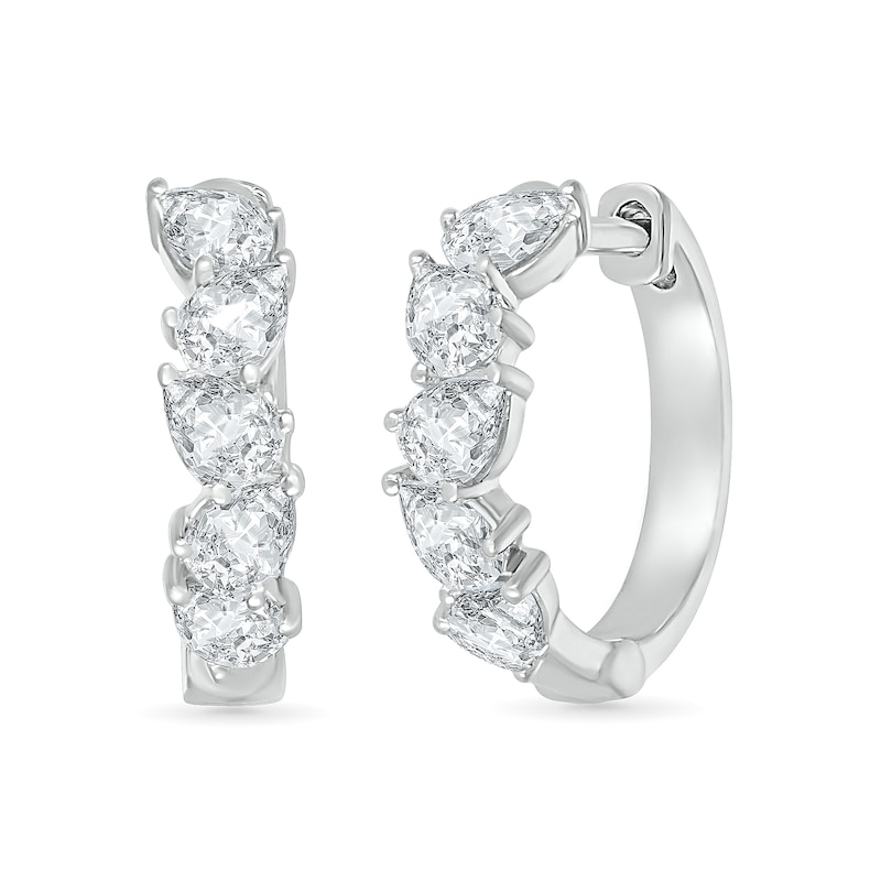 Pear-Shaped White Lab-Created Sapphire Hoop Earrings in Sterling Silver|Peoples Jewellers