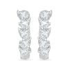 Thumbnail Image 2 of Pear-Shaped White Lab-Created Sapphire Hoop Earrings in Sterling Silver