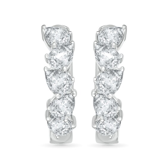 Pear-Shaped White Lab-Created Sapphire Hoop Earrings in Sterling Silver