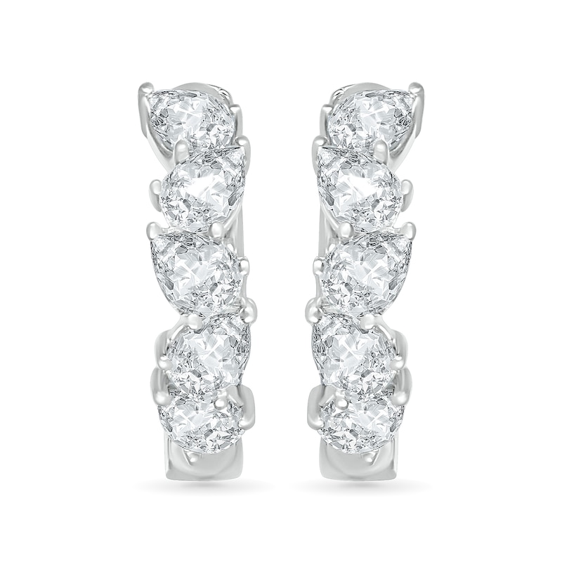 Main Image 2 of Pear-Shaped White Lab-Created Sapphire Hoop Earrings in Sterling Silver