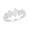 Thumbnail Image 1 of Slanted Multi-Shaped White Lab-Created Sapphire Ring in Sterling Silver