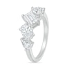 Thumbnail Image 2 of Slanted Multi-Shaped White Lab-Created Sapphire Ring in Sterling Silver