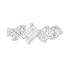 Thumbnail Image 3 of Slanted Multi-Shaped White Lab-Created Sapphire Ring in Sterling Silver