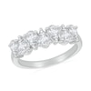 Alternating Pear-Shaped White Lab-Created Sapphire Ring in Sterling Silver