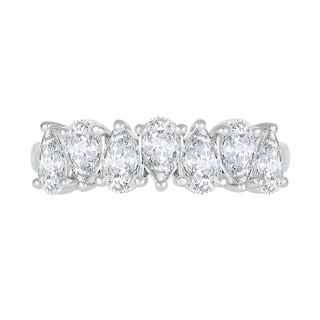 Alternating Pear-Shaped White Lab-Created Sapphire Ring in Sterling Silver