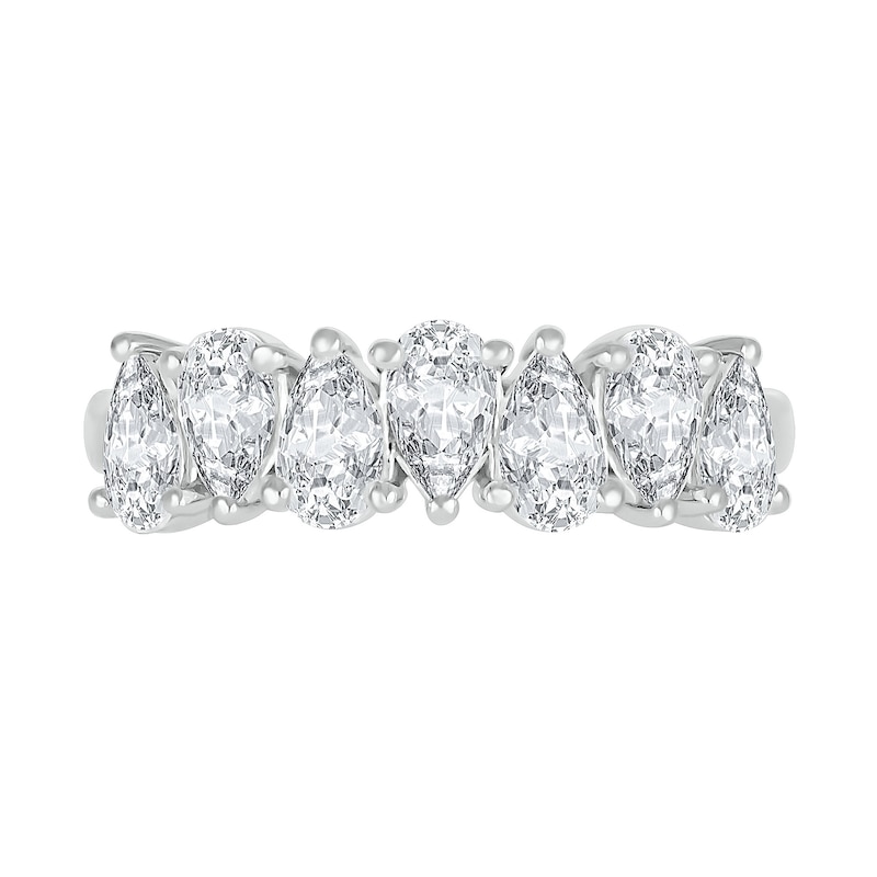 Alternating Pear-Shaped White Lab-Created Sapphire Ring in Sterling Silver