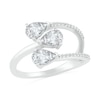 Thumbnail Image 1 of Pear-Shaped White Lab-Created Sapphire Open Wrap Ring in Sterling Silver
