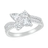 Pear-Shaped White Lab-Created Sapphire Bypass Split Shank Ring in Sterling Silver