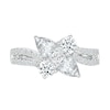 Pear-Shaped White Lab-Created Sapphire Bypass Split Shank Ring in Sterling Silver