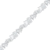 Thumbnail Image 1 of Slanted Multi-Shaped White Lab-Created Sapphire Bracelet in Sterling Silver - 7.25"