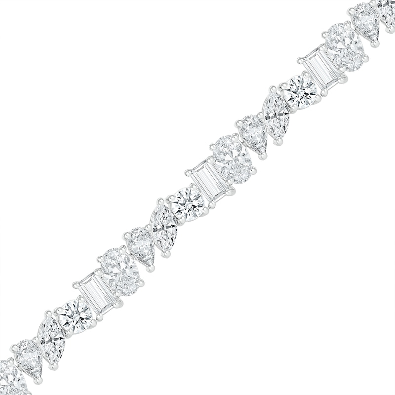 Slanted Multi-Shaped White Lab-Created Sapphire Bracelet in Sterling Silver - 7.25"|Peoples Jewellers