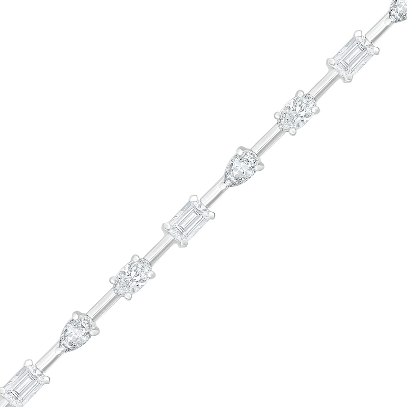 Multi-Shaped White Lab-Created Sapphire Station Bracelet in Sterling Silver - 7.25"|Peoples Jewellers