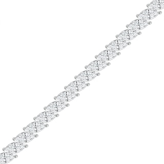 Slanted Marquise White Lab-Created Sapphire Bracelet in Sterling Silver - 7.25"