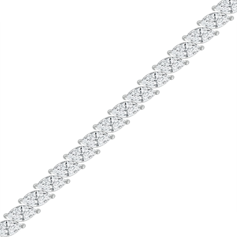 Slanted Marquise White Lab-Created Sapphire Bracelet in Sterling Silver - 7.25"