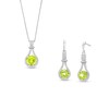 Peridot and White Lab-Created Sapphire Elongated Doorknocker Pendant and Drop Earrings Set in Sterling Silver