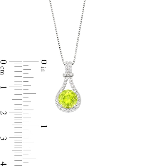 Peridot and White Lab-Created Sapphire Elongated Doorknocker Pendant and Drop Earrings Set in Sterling Silver