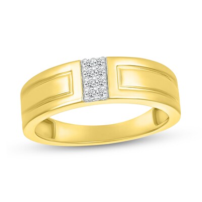 Men's 0.085 CT. T.W. Diamond Linear Double Row Ring in 10K Gold
