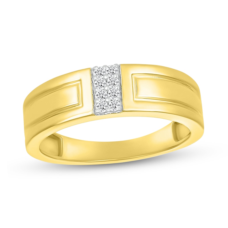 Men's 0.085 CT. T.W. Diamond Linear Double Row Ring in 10K Gold