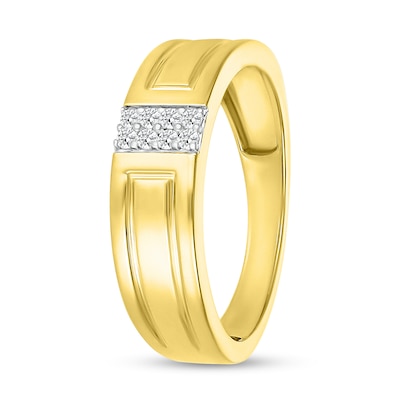 Men's 0.085 CT. T.W. Diamond Linear Double Row Ring in 10K Gold