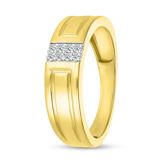 Men's 0.085 CT. T.W. Diamond Linear Double Row Ring in 10K Gold