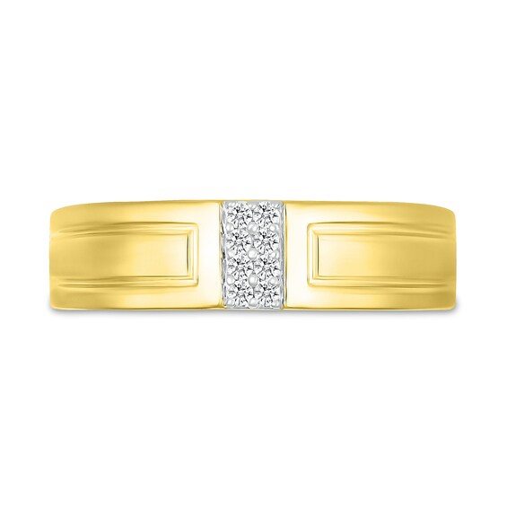 Men's 0.085 CT. T.W. Diamond Linear Double Row Ring in 10K Gold