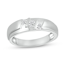 0.23 CT. T.W. Diamond Stepped Three Stone Ring in 10K White Gold