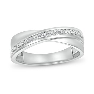Men's 0.04 CT. T.W. Diamond Criss-Cross Ring in 10K White Gold