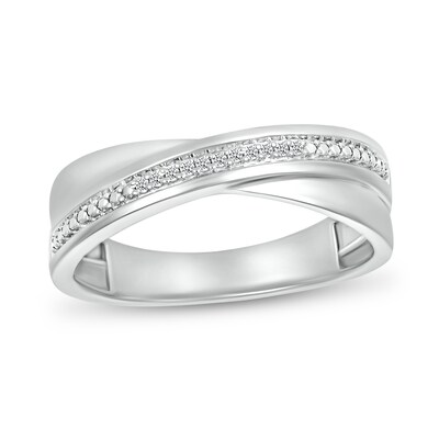 Men's 0.04 CT. T.W. Diamond Criss-Cross Ring in 10K White Gold