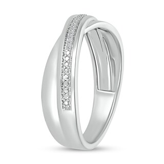 Men's 0.04 CT. T.W. Diamond Criss-Cross Ring in 10K White Gold