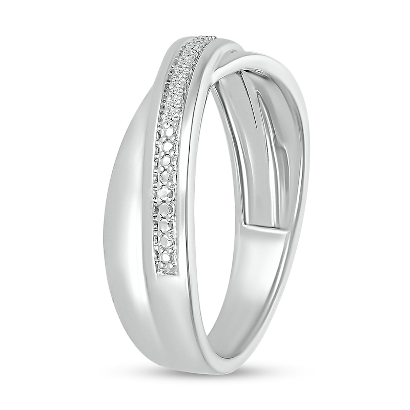 Men's 0.04 CT. T.W. Diamond Criss-Cross Ring in 10K White Gold