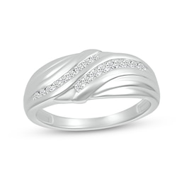 0.23 CT. T.W. Diamond Rolling Waves Ring in 10K White Gold