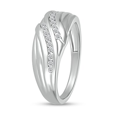 Men's 0.23 CT. T.W. Diamond Rolling Waves Ring in 10K White Gold