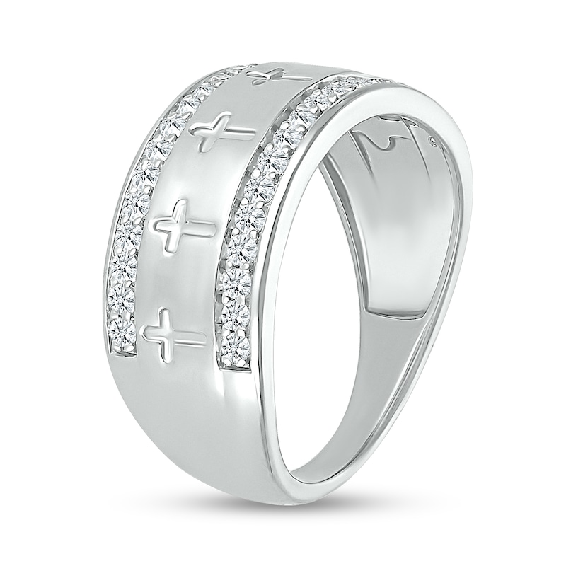 Main Image 2 of 0.45 CT. T.W. Diamond Edge Cross Ring in 10K White Gold