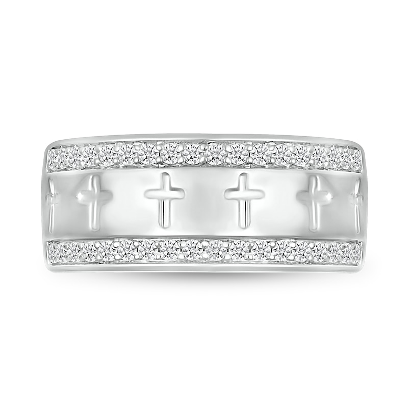 Main Image 3 of 0.45 CT. T.W. Diamond Edge Cross Ring in 10K White Gold