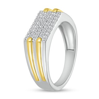 Men's 0.29 CT. T.W. Diamond Stepped Multi-Row Ring in 10K Two-Tone Gold