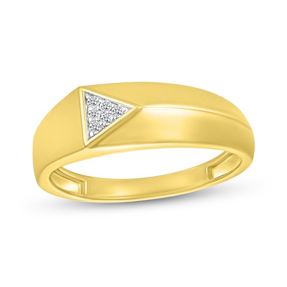 Men's 0.04 CT. T.W. Triangle Multi-Diamond Ring in 10K Gold