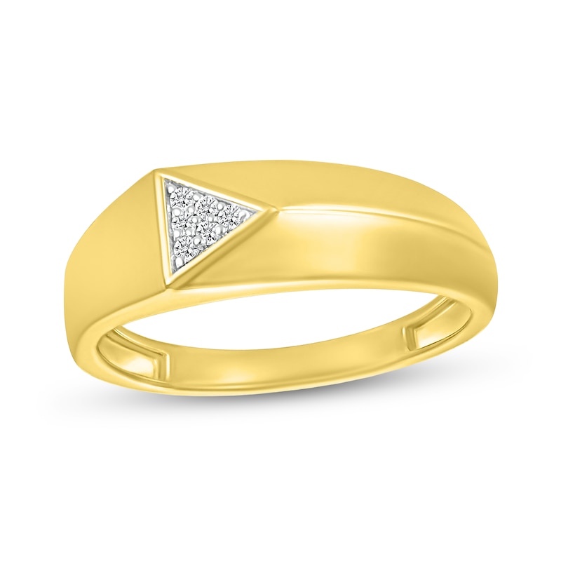 Men's 0.04 CT. T.W. Triangle Multi-Diamond Ring in 10K Gold