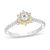 Thumbnail Image 1 of Enchanted Disney Jasmine 0.58 CT. T.W. Diamond Flower Engagement Ring in 14K Two-Tone Gold