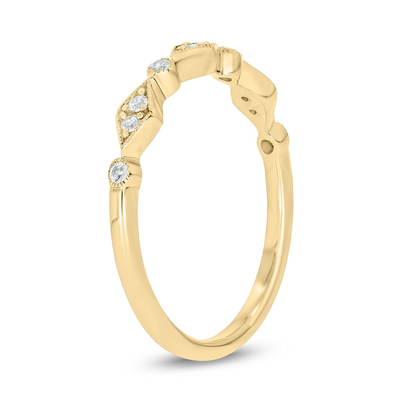 Main Image 2 of 0.09 CT. T.W. Multi-Diamond Station Art Deco Stackable Band in 10K Gold