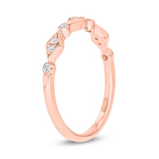 0.09 CT. T.W. Multi-Diamond Station Art Deco Stackable Band in 10K Rose Gold