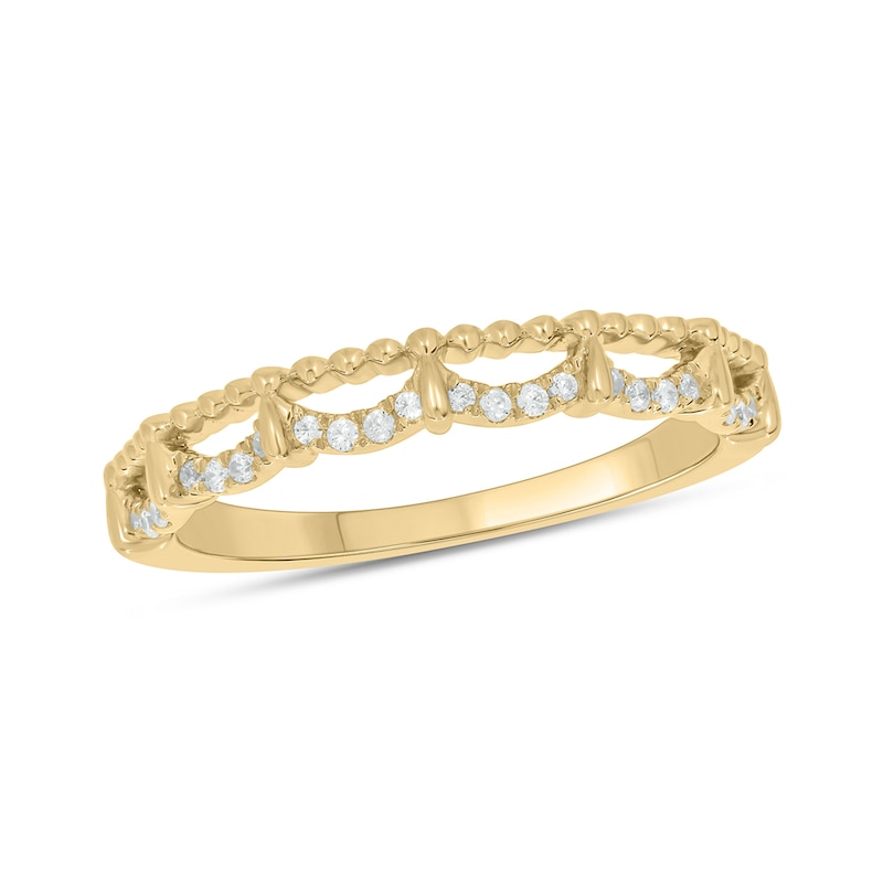 0.09 CT. T.W. Diamond Bead Edge Draping Stackable Band in 10K Gold|Peoples Jewellers