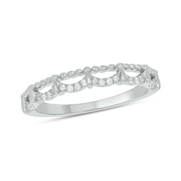 0.09 CT. T.W. Diamond Bead Edge Draping Stackable Band in 10K White Gold