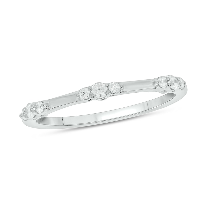 0.145 CT. T.W. Diamond Bamboo Stackable Band in 10K White Gold