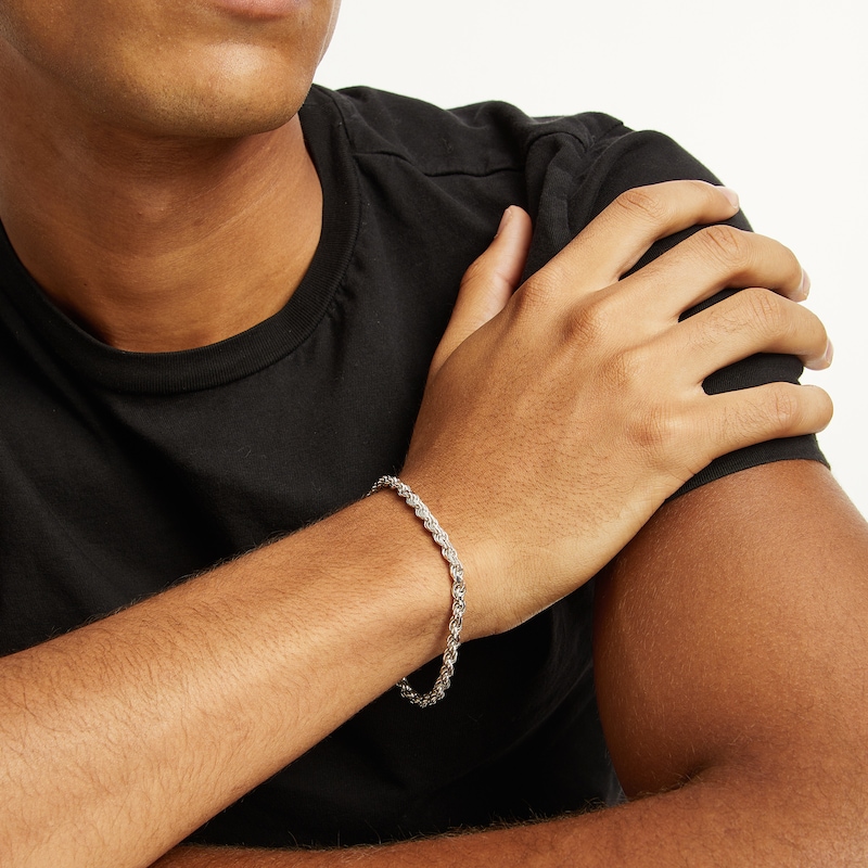 Main Image 2 of Men’s 4.0mm Rope Chain Bracelet in Solid Sterling Silver  - 8.5"