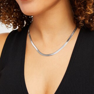 4.5mm Herringbone Chain Necklace in Solid Sterling Silver  - 18"