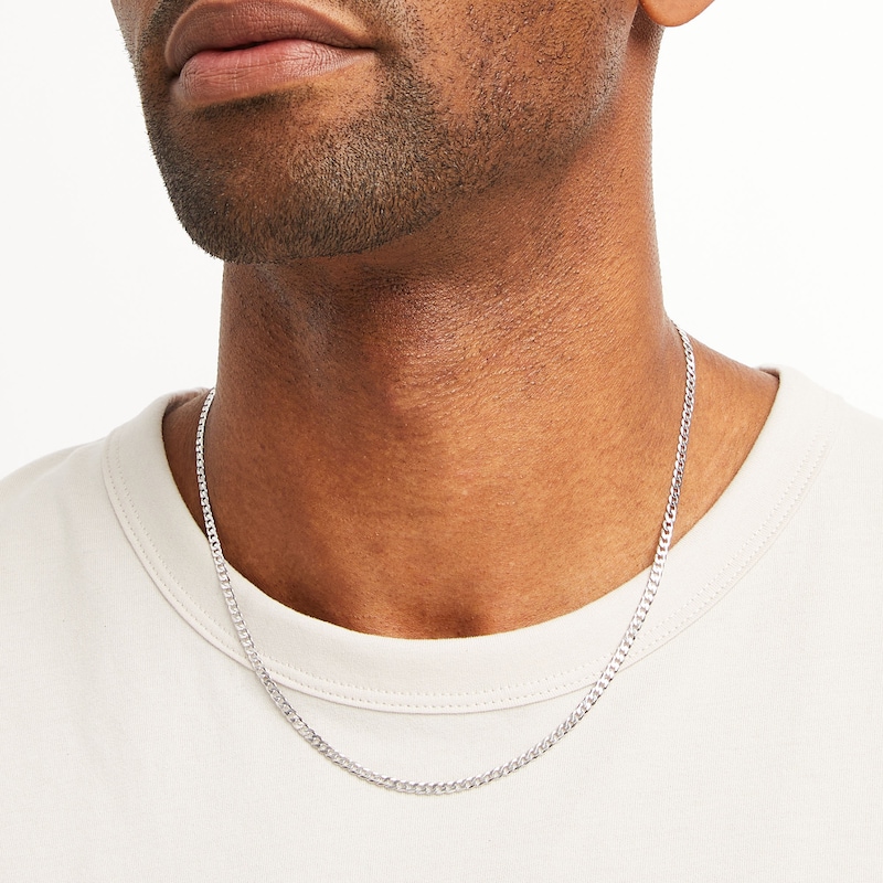 Main Image 2 of 3.2mm Curb Chain Necklace in Solid Sterling Silver  - 20"