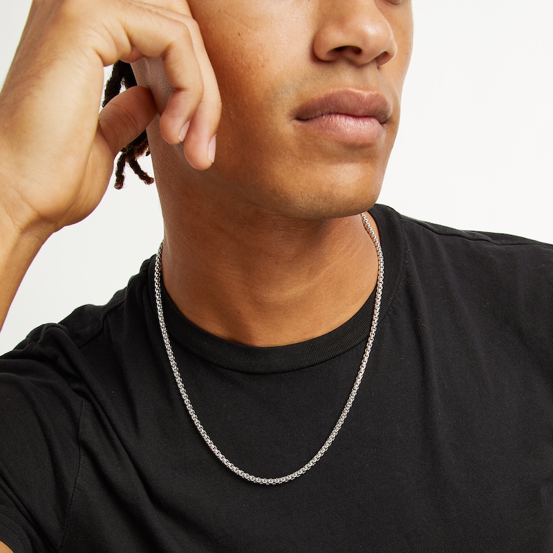 Main Image 2 of 3.7mm Box Chain Necklace in Solid Sterling Silver  - 22"
