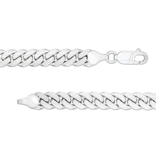 6.9mm Textured Cuban Curb Chain Necklace in Solid Sterling Silver  - 22"