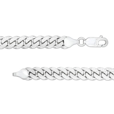 6.9mm Textured Cuban Curb Chain Necklace in Solid Sterling Silver  - 22"